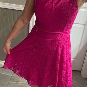 Lace pink knee length dress